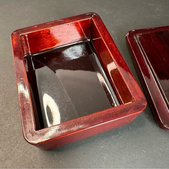 Lacquered Wood Bird Mother Of Pearl Trinket Box 4.5x3.5x2 - Picture 4 of 6